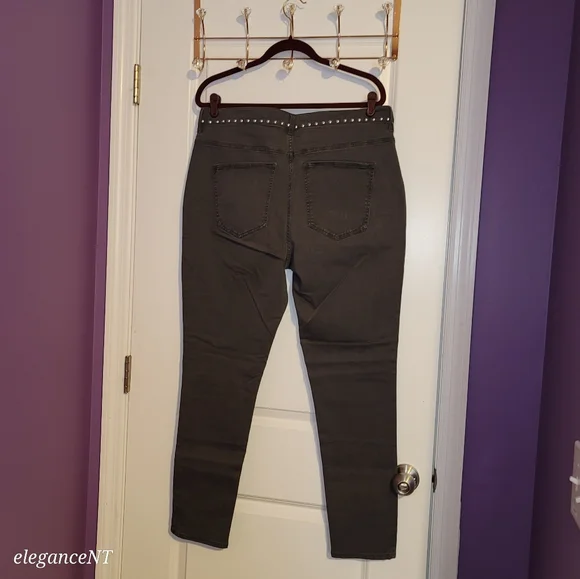 Express High Rise Studded Gray Legging Jeans Sz: 18 NWT - Picture 5 of 6